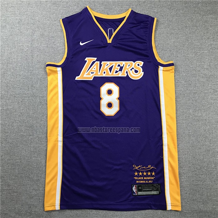 Camiseta Los Angeles Lakers Kobe Bryant NO 8 Retirement 2018 Violeta